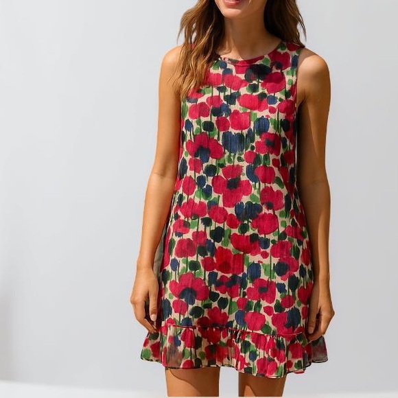 Zara Dresses & Skirts - [m] ZARA Dress floral sheer vibrant Sleeveless